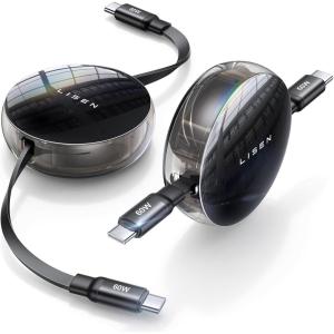 imageLISEN Retractable USB C Cable  60W2Pack Travel Essentials Adjustable Portable Charging Cable for iPhone 15 Pro Max iPad Pro MacBook Samsung