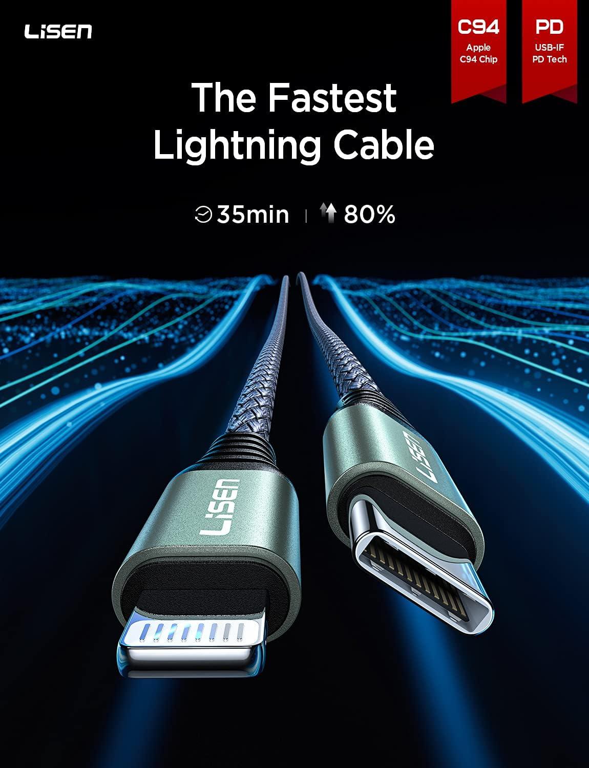 imageLISEN Apple MFi Certified USB C to Lightning Cable 6FT Never Rupture iPhone 14 Charging Cable PD Lightning to Type C Charger Cord Compatible with iPhone 14 Pro Max 13 12 11 X XS iPad AirPro