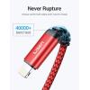 imageLISEN iPhone Charger Cable USB A to Lightning CableSturdy Nylon Braided Fast Charging Cord Compatible with iPhone 11ProXXs MaxXR8 Plus 7 Plus6 iPad66FTRedRed