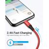 imageLISEN iPhone Charger Cable USB A to Lightning CableSturdy Nylon Braided Fast Charging Cord Compatible with iPhone 11ProXXs MaxXR8 Plus 7 Plus6 iPad66FTRedRed