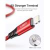 imageLISEN iPhone Charger Cable USB A to Lightning CableSturdy Nylon Braided Fast Charging Cord Compatible with iPhone 11ProXXs MaxXR8 Plus 7 Plus6 iPad66FTRedRed
