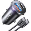 imageLISEN USB C Car Charger Fast Charging Dual Port PD 65W Car Charger USB C Super Fast Cigarette Lighter Adapter All Metal Fast Car Charger for iPhone 16 Pro Max 15 14 iPad Samsung Galaxy BlackBlack
