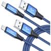 imageLISEN iPhone Charger Lightning Cable MFi Certified 2Pack 6FT Nylon Braided 24A Fast Charging iPhone Charging Cord Compatible with iPhone 13 Mini 13 12 11 Pro Max XR XS Max X 8 7 6 Plus SE iPad