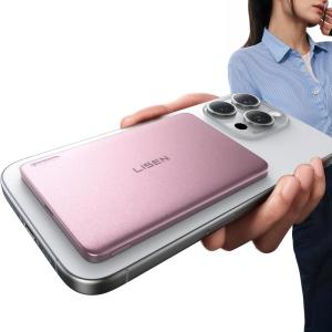 imageLISEN 03 Ultra Slim MagSafe Portable Charger iPhoneAlloy 5000mAh Wireless Charge Card Phone ChargerSlim MagSafe Battery PackMagnetic Power Bank for iPhone 16e Pro Max15141312PinkPink