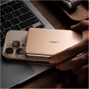 imageLISEN 03 Ultra Slim MagSafe Portable Charger iPhoneAlloy 5000mAh Wireless Charge Card Phone ChargerSlim MagSafe Battery PackMagnetic Power Bank for iPhone 16e Pro Max15141312PinkGold