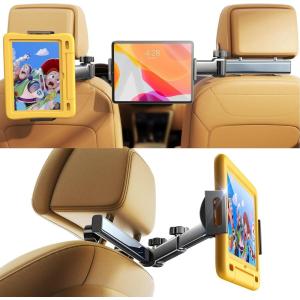 imageLISEN 3 in 1 for iPad Holder for Car Accessories for Women Interior Road Trip Camping Essentials Tablet Holder Backseat Car Organizer Car TV for Back Seat Headrest iPad Car Mount Kids Fire Tablet