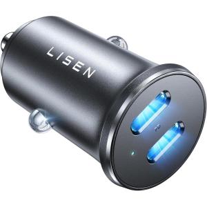 imageLISEN 90W USB C Car Charger 2Port PD 45W ampamp QC 30 USB C Cigarette Lighter Adapter for iPhone 16 All Metal ampamp Mini USB C Car Charger Fast Charging for iPhone 16151413 Pro Galaxy S25S24 iPadBlack