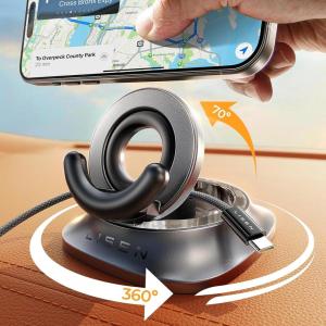 imageLISEN Dashboard Cell Phone Holder for Car 36070Rotate Base Dash Phone Mount Holder for Car Phone Holder Mount Stand Non Slip Silicone for iPhone 16 Pro Samsung S25 Ultra S24 Android Smartphones