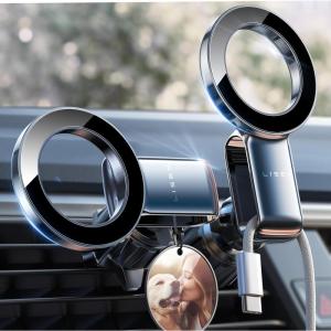 imageLISEN Fits MagSafe Car Mount  Magnetic Phone Holder for CarCar Accessories for Men Women for iPhone 16 15 14 13 12 Pro Max PlusSamsung Galaxy Valentines Gifts for Men Women Him HerBlackBlack