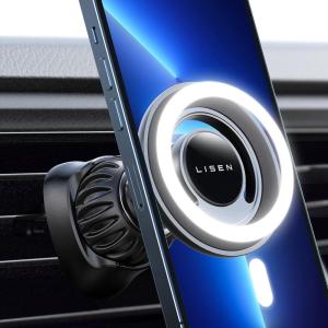 imageLISEN Strong Magnetic Fits MagSafe Car Mount Upgrade 18 Magnets Fit iPhone Car Holder Mount Bumpy Road Stable Magnetic Phone Holder for Car Air Vent for Magsafe iPhone 15 121314 Pro Max Mini