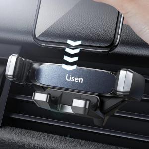 imageLISEN Universal Car Phone Mount Foldable Gravity Carrier with Metal Hook Clip Compatible with iPhone 14 13 12 Samsung Galaxy S22 S21 Note 20 OnePlus 10 Pro TracFone LG