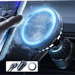 imageLISEN for 15w MagSafe Car Mount Charger  Fastest Cooling Charger Magnetic Phone Wireless Charging Mount for iPhone 1615141312 Pro MaxPlusMini  Ice Cooler Magnetic Phone Holder BlackBlack