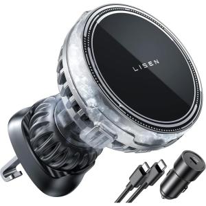 imageLISEN for 15w MagSafe Car Mount Charger  Fastest Cooling Charger Magnetic Phone Wireless Charging Mount for iPhone 1615141312 Pro MaxPlusMini  Ice Cooler Magnetic Phone Holder BlackSliver