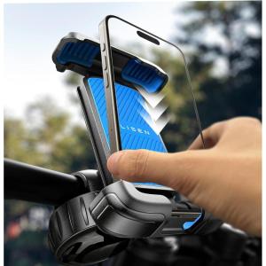 imageLISEN Bike Phone Holder 2025 Upgrade Motorcycle Phone Mount Bicycle Phone Holder Handlebar Phone Mount Dirt Bike Ebike Accessories Bicycle Accessories for iPhone Samsung Google Pixel BlackBlue