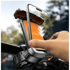 imageLISEN Bike Phone Holder 2025 Upgrade Motorcycle Phone Mount Bicycle Phone Holder Handlebar Phone Mount Dirt Bike Ebike Accessories Bicycle Accessories for iPhone Samsung Google Pixel BlackOrange