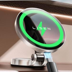 imageLISEN for Magsafe Car Mount Charger 15W Fast Charging Magnetic Wireless Car Charger Mini ampamp Metal 2025 Ultra Magnetic Car Phone Holder Dashboard for iPhone Car Mount for iPhone 16e Pro Max 15 14 13Silver