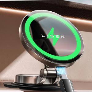 imageLISEN for Magsafe Car Mount Charger 15W Fast Charging Magnetic Wireless Car Charger Mini ampamp Metal 2025 Ultra Magnetic Car Phone Holder Dashboard for iPhone Car Mount for iPhone 16e Pro Max 15 14 13Black