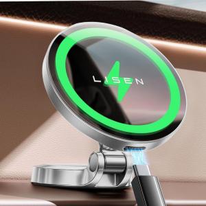 imageLISEN for Magsafe Car Mount Charger 15W Fast Charging Magnetic Wireless Car Charger Mini ampamp Metal 2025 Ultra Magnetic Car Phone Holder Dashboard for iPhone Car Mount for iPhone 16e Pro Max 15 14 13Ivory