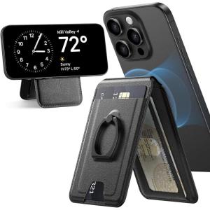 imageLISEN for Magsafe Wallet RFID Strongest Magnetic iPhone Wallet for Apple Wallet Magsafe with AdjustableBlack Accessories for Magsafe Wallet Stand Magnetic Wallet for iPhone 16151413 Pro Max
