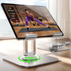 imageLISEN for iPad Stand Holder Adjustable Tablet Stand for Desk 2025 for iPad Accessories Rotating Display Stand PC Office Accessories for Desk Women Kindle Table MountPSSwitch iPhone 129quot47quotSliver