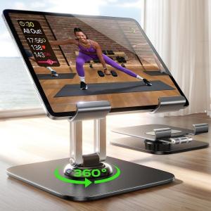 imageLISEN for iPad Stand Holder Adjustable Tablet Stand for Desk 2025 for iPad Accessories Rotating Display Stand PC Office Accessories for Desk Women Kindle Table MountPSSwitch iPhone 129quot47quotBlack