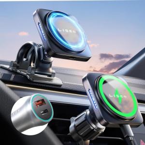 imageLISEN MagSafe Car Mount Charger Wireless iPhone 1615141312 Charging Mount with 48W Car Charger Fits iPhone with MagSafe CaseSquare