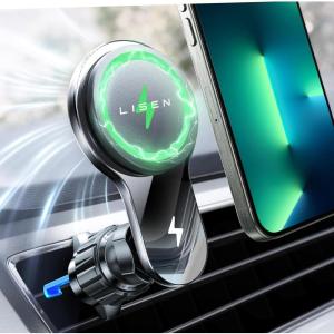 imageLISEN for 15w Magsafe Fan Car Vent Mount Charger for iPhone 16 Wireless Magnetic Car Phone Holder Mount Cooling Phone CPU Cooler Car Refrigerator Fit for iPhone 16 15 Pro Max 14 13 12 Cases Android