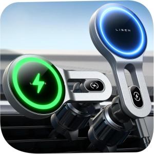 imageLISEN for Qi2 15W MagSafe Car Mount Charger Safer ampamp Faster Magsafe Car Charger Vent Magnetic Wireless Vent Phone Mount Fits iPhone 16 Pro Max 15 14Fast Charging