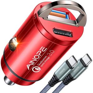 imageAINOPE 90W Super Fast Car Charger USB CInvisible Cigarette Lighter AdapterMiniampampMetal Type C Car Charger Fast Charging Fit Samsung Galaxy S25 S24 Ultra PlusiPhone 16 15 14 13 12 Pro Max PlusBlackRed