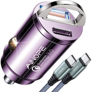 imageAINOPE 90W Super Fast Car Charger USB CInvisible Cigarette Lighter AdapterMiniampampMetal Type C Car Charger Fast Charging Fit Samsung Galaxy S25 S24 Ultra PlusiPhone 16 15 14 13 12 Pro Max PlusBlackPurple