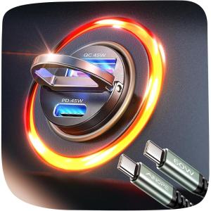 imageAINOPE 90W Super Fast Car Charger USB CInvisible Cigarette Lighter AdapterMiniampampMetal Type C Car Charger Fast Charging Fit Samsung Galaxy S25 S24 Ultra PlusiPhone 16 15 14 13 12 Pro Max PlusBlackBlack