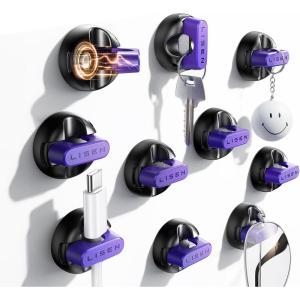 image10Pack Magnetic Cable Clips 1S SnapOn Cord Holder LISEN Office Desk Organizers and Accessories with 5 Extra Strong Adhesive Pads Wire Organizer for Nightstand Home Wall Car Desktop Purple