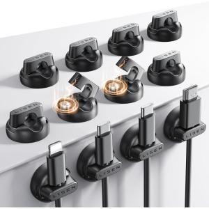 image12Pack Magnetic Cable Clips 1S SnapOn Cord Holder LISEN Office Desk Organizers and Accessories with 6 Extra Strong Adhesive Pads Wire Organizer for Nightstand Home Wall Car Desktop