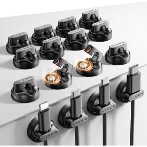 image16Pack Magnetic Cable Clips 1S SnapOn Cord Holder LISEN Office Desk Organizers and Accessories with 8 Extra Strong Adhesive Pads Wire Organizer for Nightstand Home Wall Car Desktop