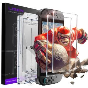 imageLISEN 3Pack Screen Protector for Nintendo Switch 2 2025 Upgrade ANTIGLARE ampamp Auto Alignment Kit Tempered Glass Accessories Switch2 Longest Durable Full Coverage switch 2 HD ClearSwitch Oled 2021