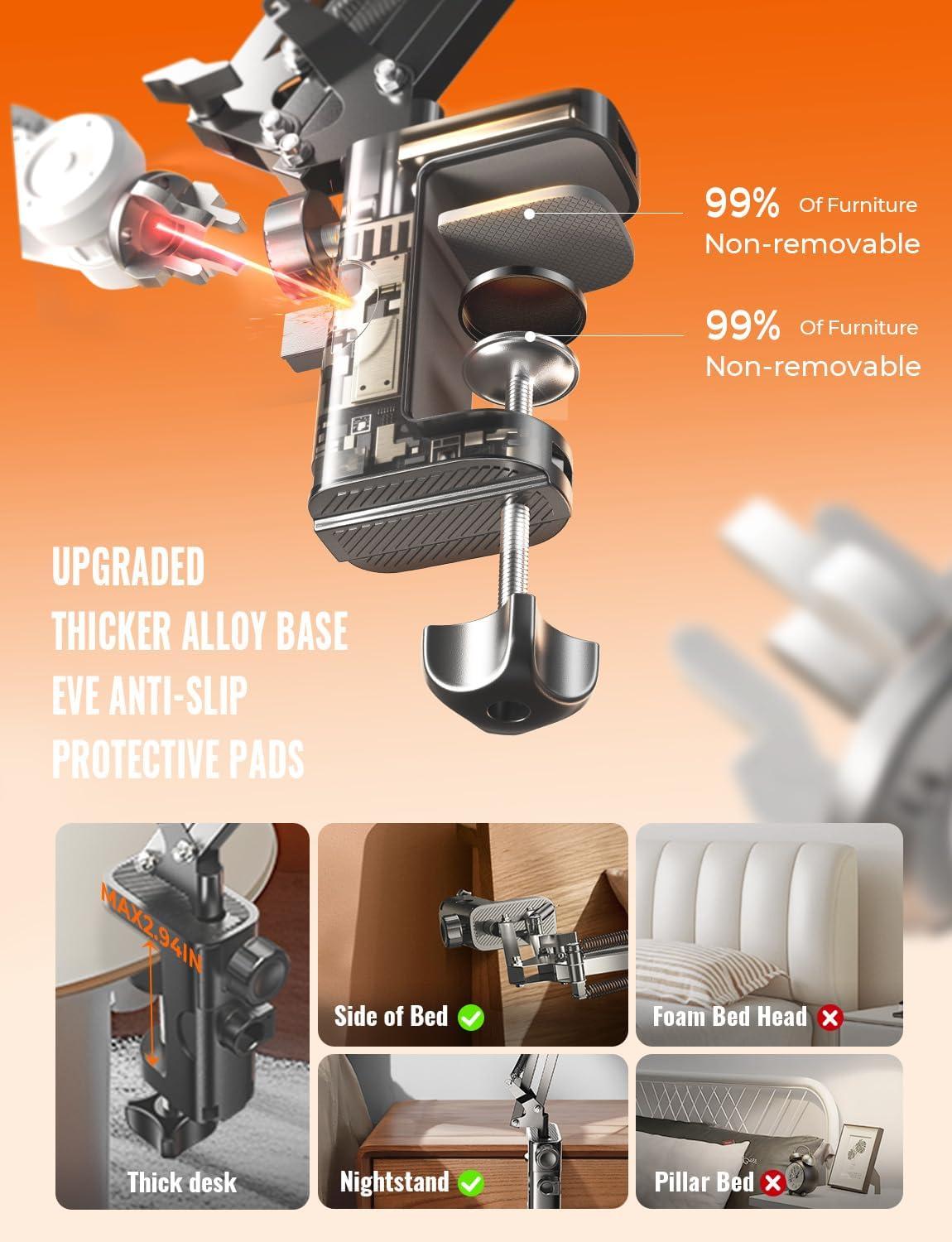 imageLISEN Gooseneck Phone Holder for Bed Magsafe Phone Stand for iPhone 16 15 Stand Holder for Desk Adjustable for Magsafe Accessories Recording for iPhone Mount Dark GrayDark gray