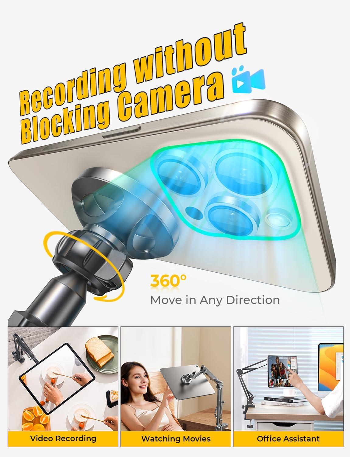 imageLISEN Gooseneck Phone Holder for Bed Magsafe Phone Stand for iPhone 16 15 Stand Holder for Desk Adjustable for Magsafe Accessories Recording for iPhone Mount Dark GrayDark gray