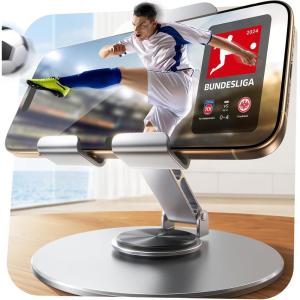 imageLISEN Cell Phone Stand for Desk 96 Ultra Stable and Versatile Phone Holder for Desk 360 Fully Metal Adjustable Stand for iPhone  Cubicle and Office Desk Accessories Fit 17 X iPhone 16 All Phones