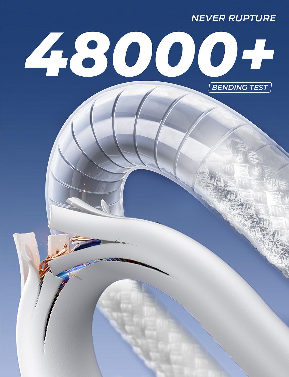 imageLISEN 240W for Apple USB C to USB C Charging Cable 4Packs 66666666FT Computer Security Cables for Woven Charge Cable Type C for Apple Devices iPhone 17 Air 16 Pro Max iPad MacBook Pro M5White