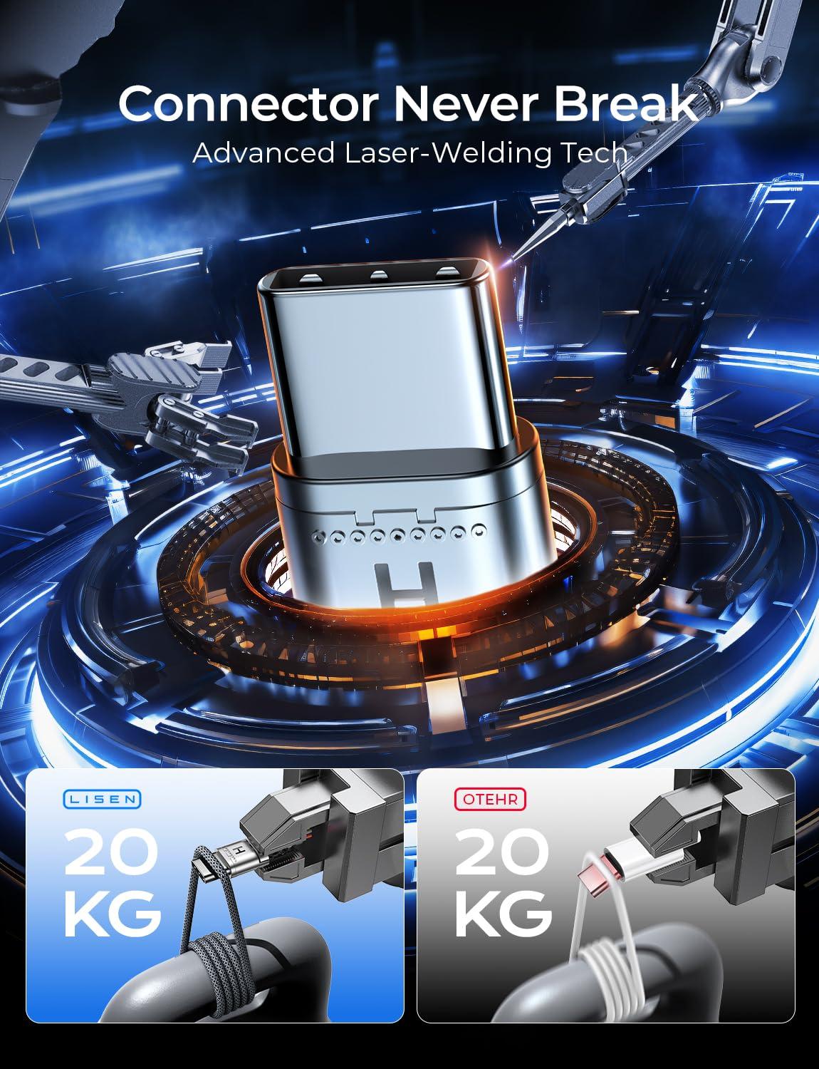 imageLISEN 240W for Apple USB C to USB C Charging Cable 4Packs 66666666FT Computer Security Cables for Woven Charge Cable Type C for Apple Devices iPhone 17 Air 16 Pro Max iPad MacBook Pro M5White