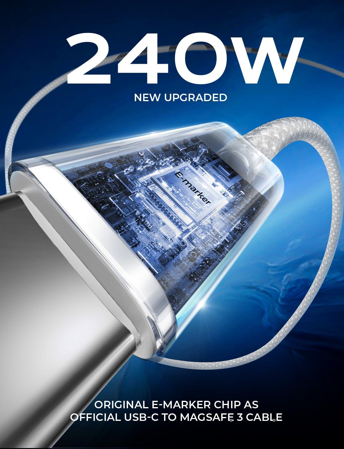 imageLISEN 240W for Apple USB C to USB C Charging Cable 4Packs 66666666FT Computer Security Cables for Woven Charge Cable Type C for Apple Devices iPhone 17 Air 16 Pro Max iPad MacBook Pro M5White