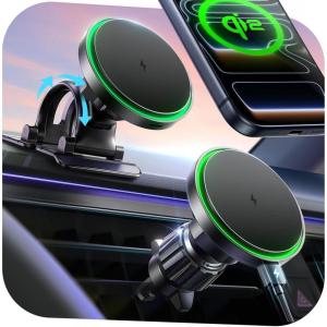 imageLISEN for Qi2 Magsafe Car Mount Charger Upgrade LongLasting Charge 15W Car Phone Holder Magnetic Charger Magsafe Car Charger for iPhone 17 Pro Max 16 15 Pixel 10 Samsung S25 with MagSafe CaseBlack