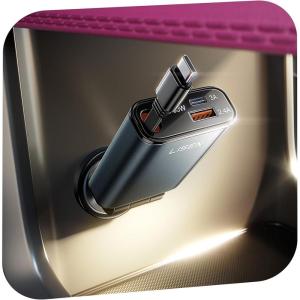 imageLISEN Retractable Car Charger USB C Car Accessories for F150Jeep Gadgets Gifts for Men Women 98 Less Space Mini 72W Cigarette Charger for iPhoneAndroid Truck RV Electronics Gifts for Him Her